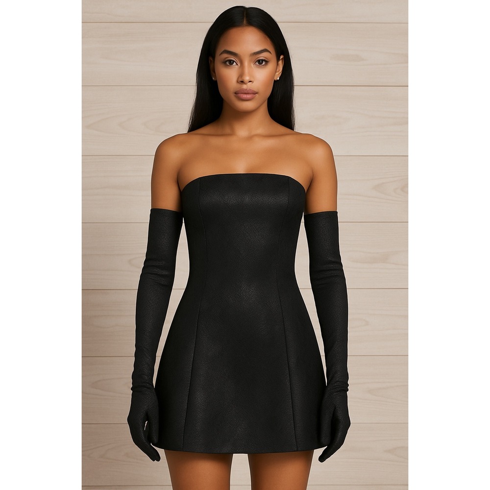 New! Miscreants London Black Snakeskin Mini Dress with Matching Gloves US Medium